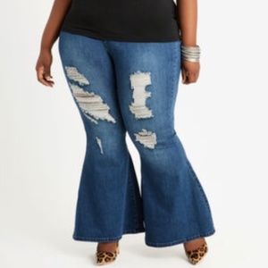 PULL ON HIGH WAIST FLARE JEAN